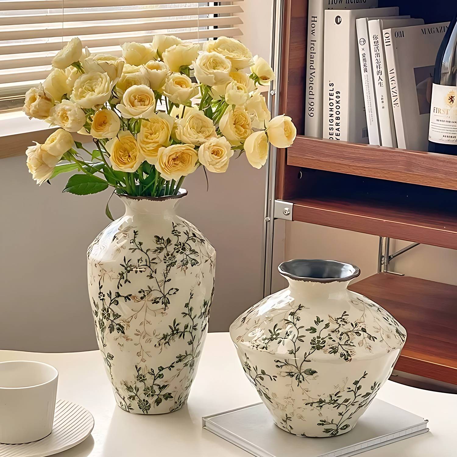 新繁花复古陶瓷花瓶水养插花器