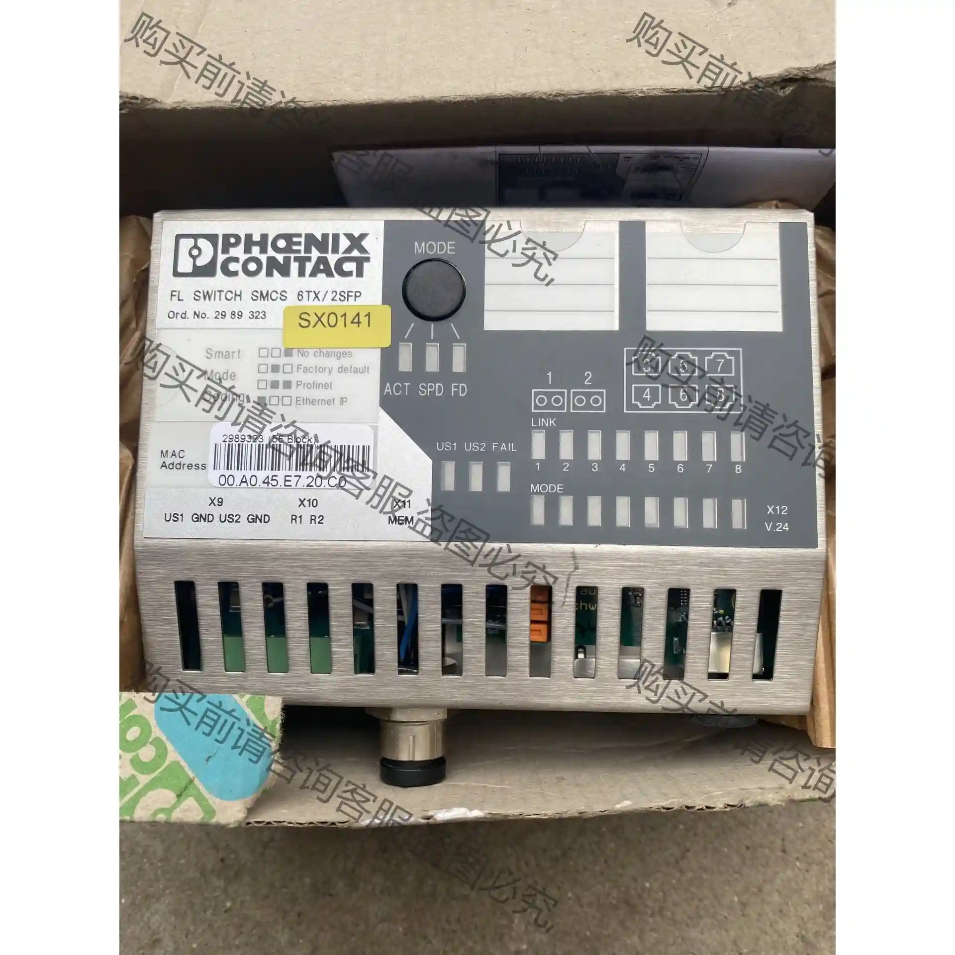 菲尼克斯交换机，FL SWITCH SMS 6TX/2SF 先议价 拆机货包好