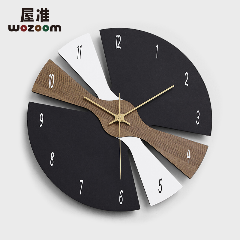 WOZOOM屋准免打孔北欧轻奢钟表挂钟客厅家用艺术大气时钟装饰挂表