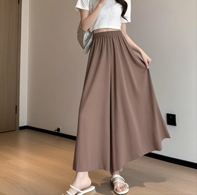 高腰阔腿裤女夏显瘦飘逸A字大摆裙裤慵懒风松弛感裤子