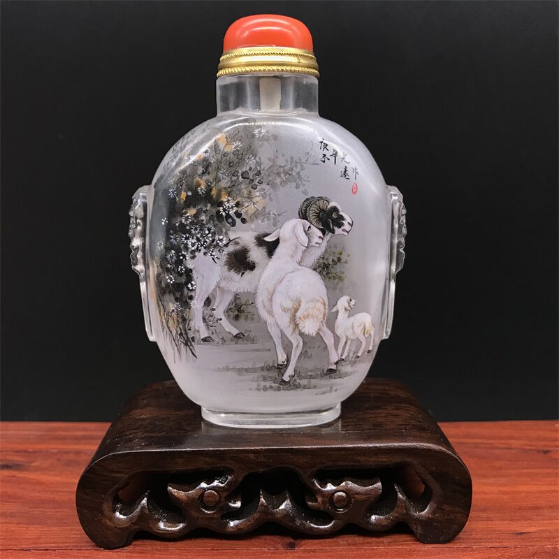 新品生肖鼻烟壶内画兽q头瓶内画纯手工绘制收藏外事送朋友长辈