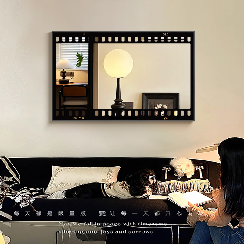 《胶片》b镜子装饰画高级感小众艺术餐厅壁画复古怀旧客厅镜面挂