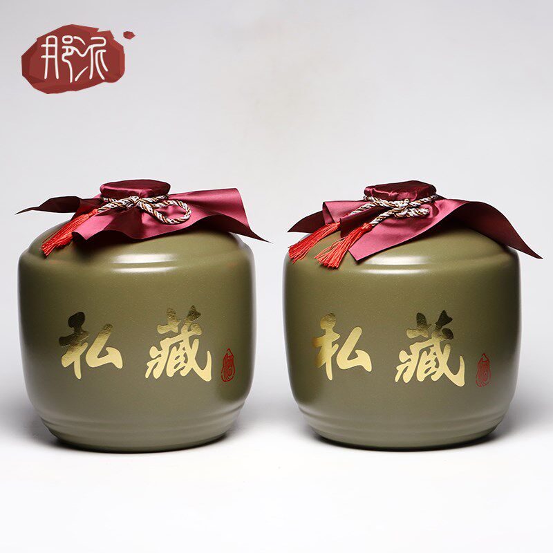 包邮10斤装军绿土m陶陶瓷酒坛子酒瓶私藏家用原浆酒具密封瓶酒盖