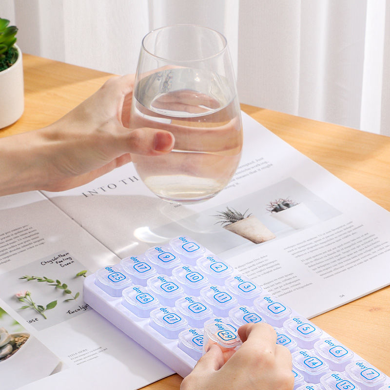 日历药盒小药盒31n天便携小号迷你30日药丸药片分装一个月随身吃