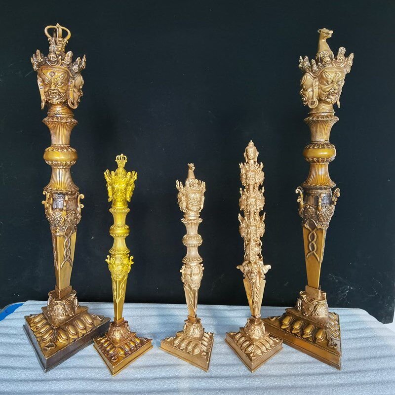 金刚橛纯铜金刚杵法器马头明王普巴金刚橛K带底座杵三面佛摆件用