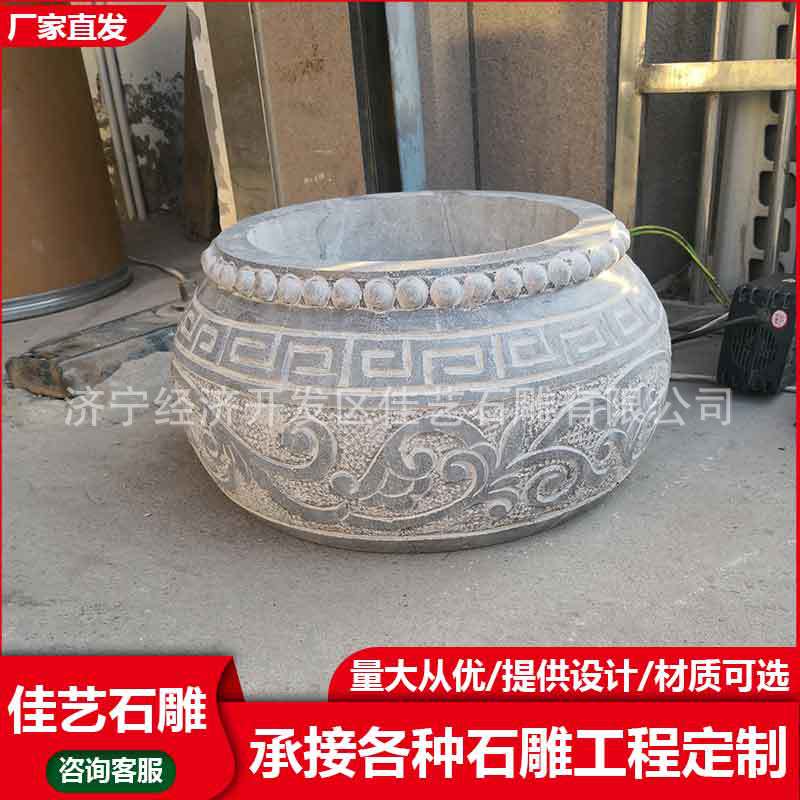青石仿古圆形空心柱础石