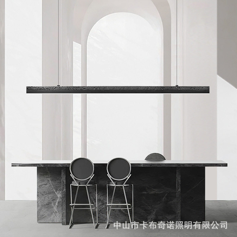 意式极简全铜黑长条餐厅吊灯