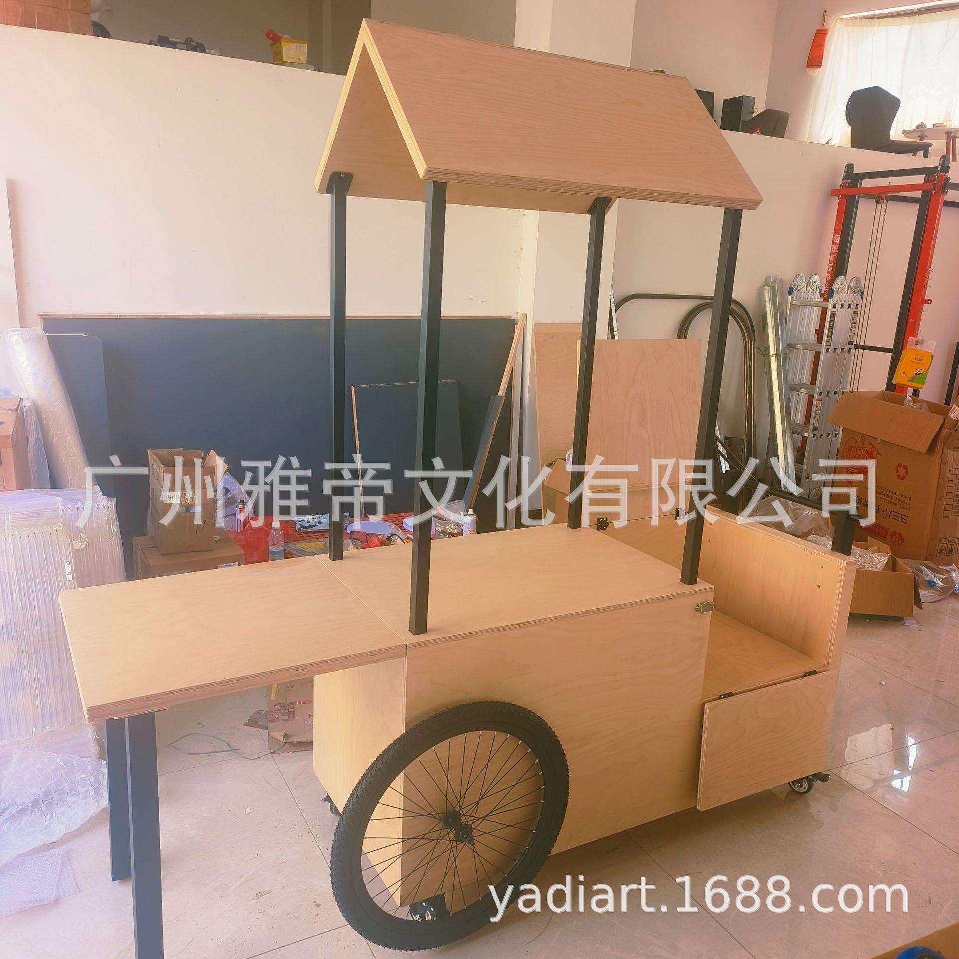 原木可移动多功能售货车流动餐车景区商品促销活动展台货架户外展