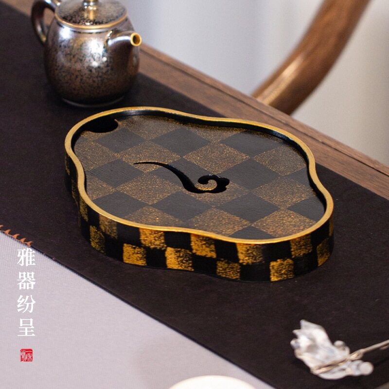 厂家盛水小茶盘漆器老铁壶承储水干泡盘茶台茶具小号便携功夫托盘