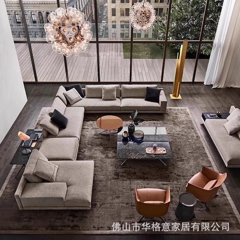 意式极简小户型科技布沙发