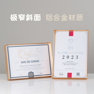 A4铝合金斜面高端证书相框摆台证件框高档授权书展示奖状框A3挂墙