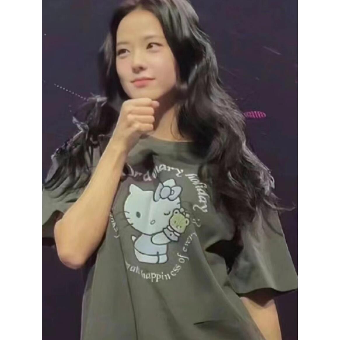 官方旗舰店金智秀演唱会同款韩系潮牌HelloKitty猫咪夏季宽松时尚