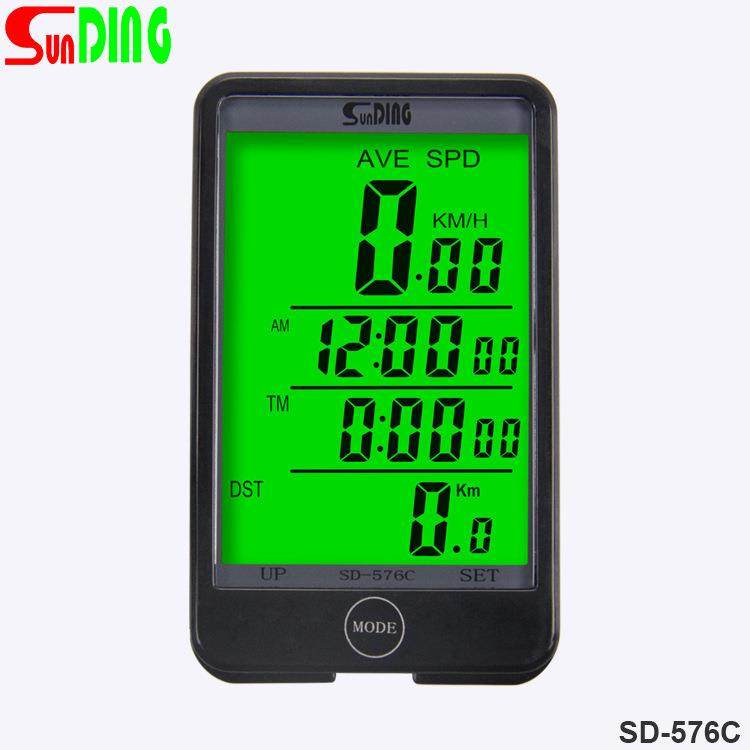 顺东码表山地自行车防水有线无线夜光码表中文英文大屏里程表576C