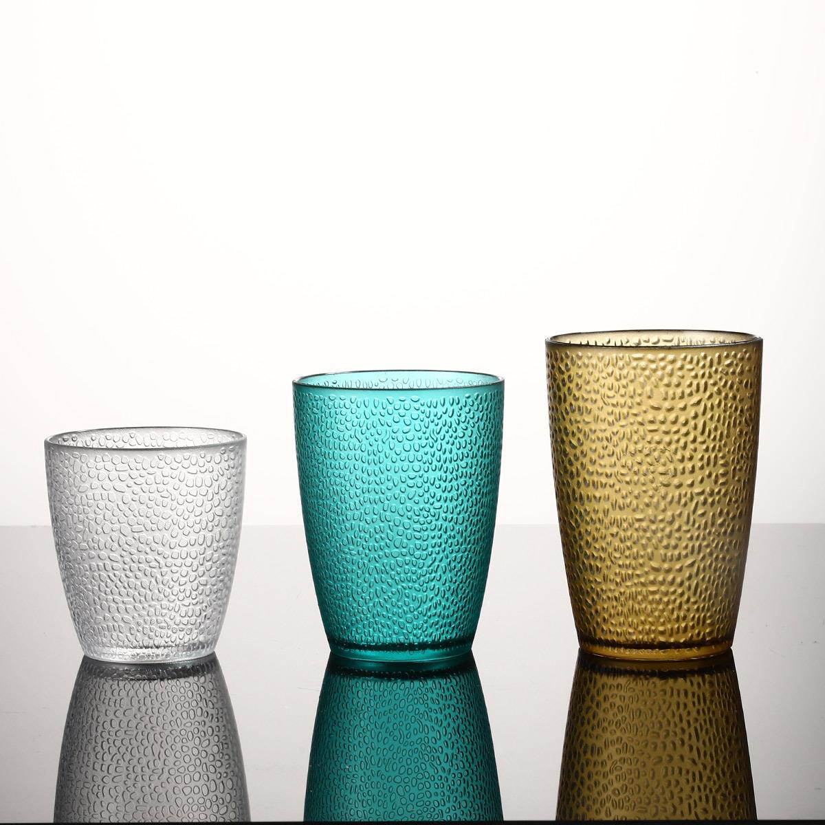 亚克力杯子彩色透明杯子PC亚克力耐高温简约家用餐厅果汁雨点塑料