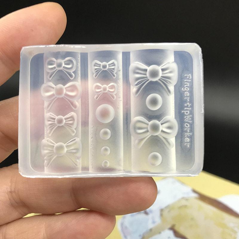 3D透美甲硅胶模具可爱简约蝴蝶结diy指甲穿戴甲装饰食品级磨具