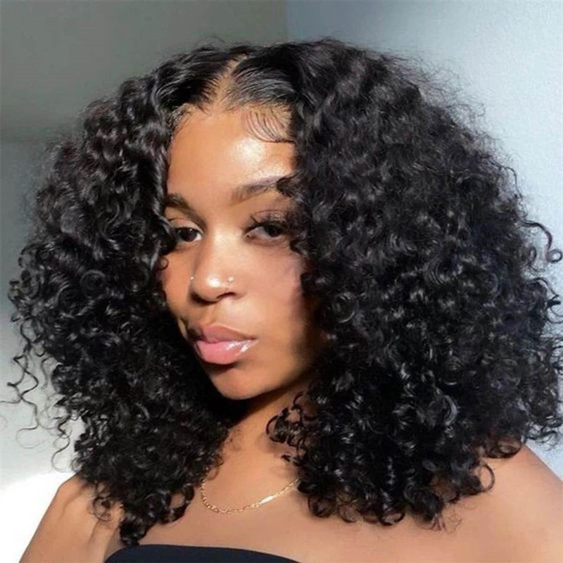 Glueless Wig 12A Short Bob Wig Deep Wave Human SHair Wigs Wa