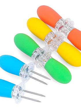 亚马逊爆款TPR手柄不锈钢玉米针bbq烧烤玉米叉烧烤玉米插烤肉叉