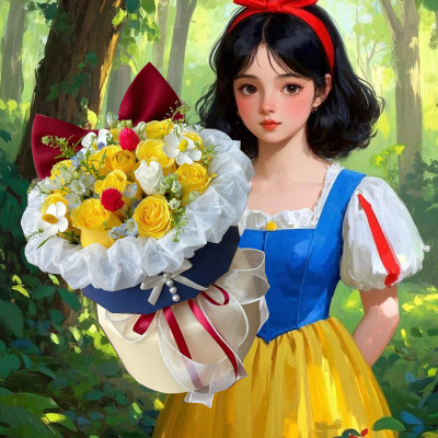 白雪公主的花束鲜花99朵黄玫瑰道歉花速递同城配送全国花店小时达