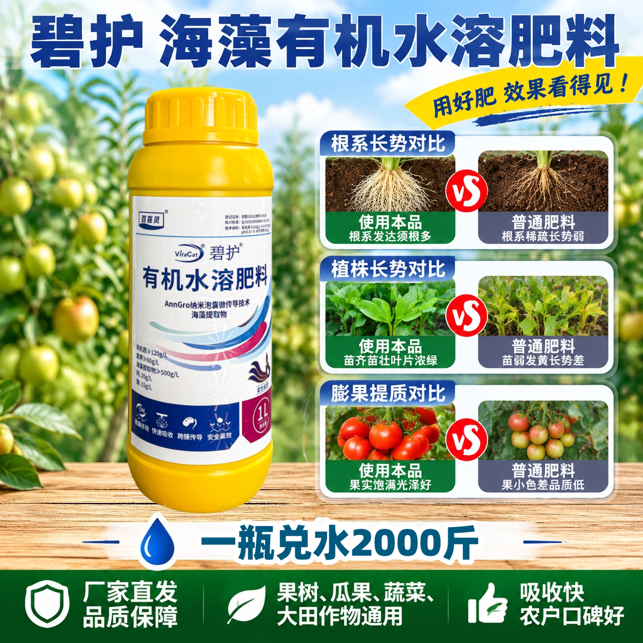 碧护海藻有机水溶肥配方升级吸收