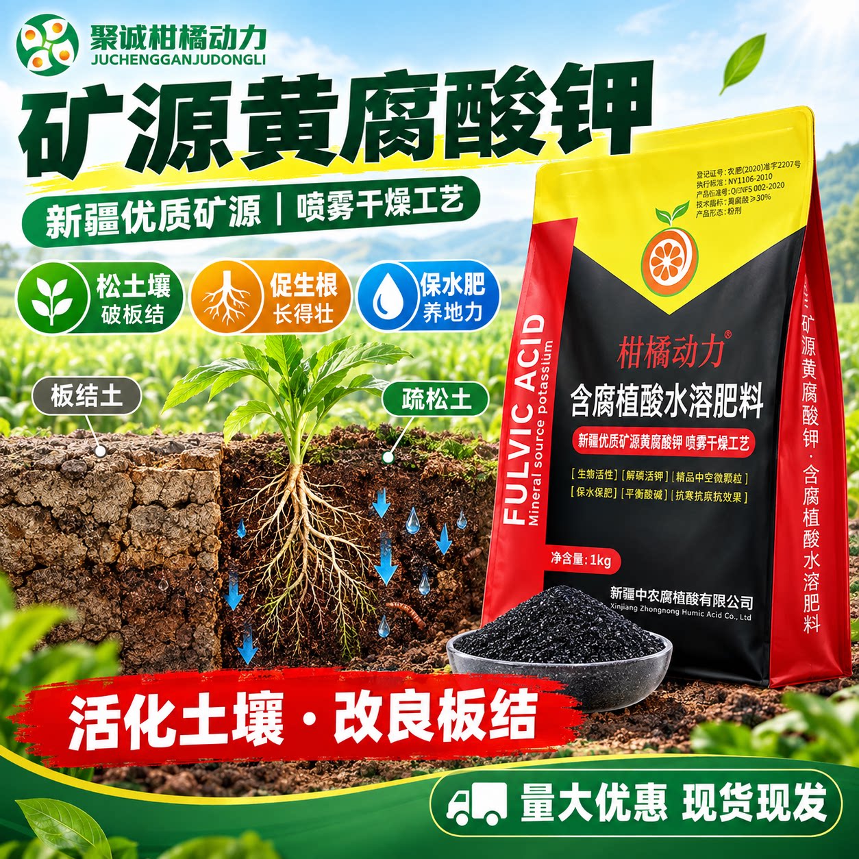 含腐殖酸氮磷钾生根壮苗解磷活钾