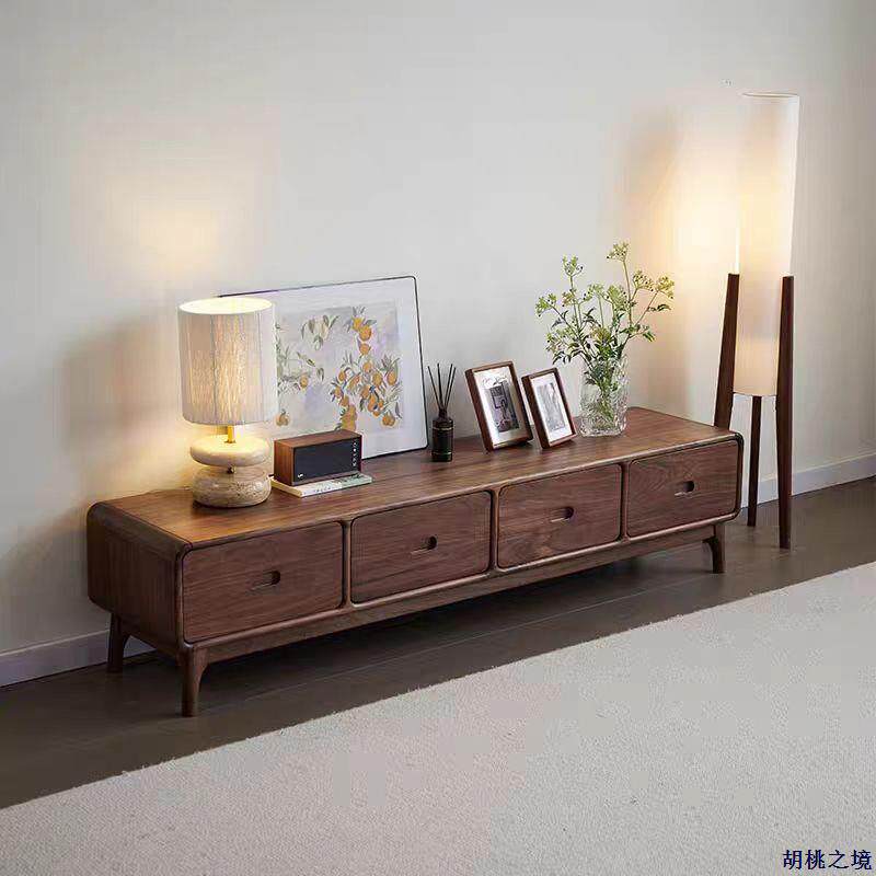 北美黑胡桃木全实木电视柜客厅现代简约家用小户型北欧原木视听柜