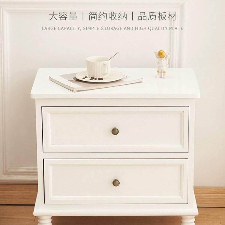 美式轻奢实木床头收纳柜