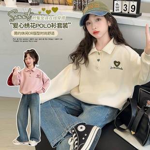 POLO打底衫 商场同款 洋派时髦长袖 女童厚T恤春装 女大童百 2025新款