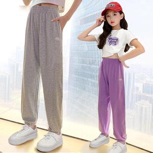 夏装 子纯棉薄款 2025新款 女孩宽松儿 大童运动裤 女童夏季 商场同款 裤