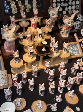 景德镇手绘猫猫摆件钥匙扣挂件