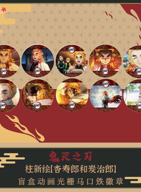 ufotable 柱新绘 杏寿郎和炭治郎 盲盒动画光栅马口铁徽章