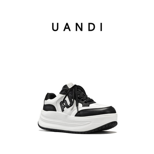 uandi万季真皮增高滑板鞋女款