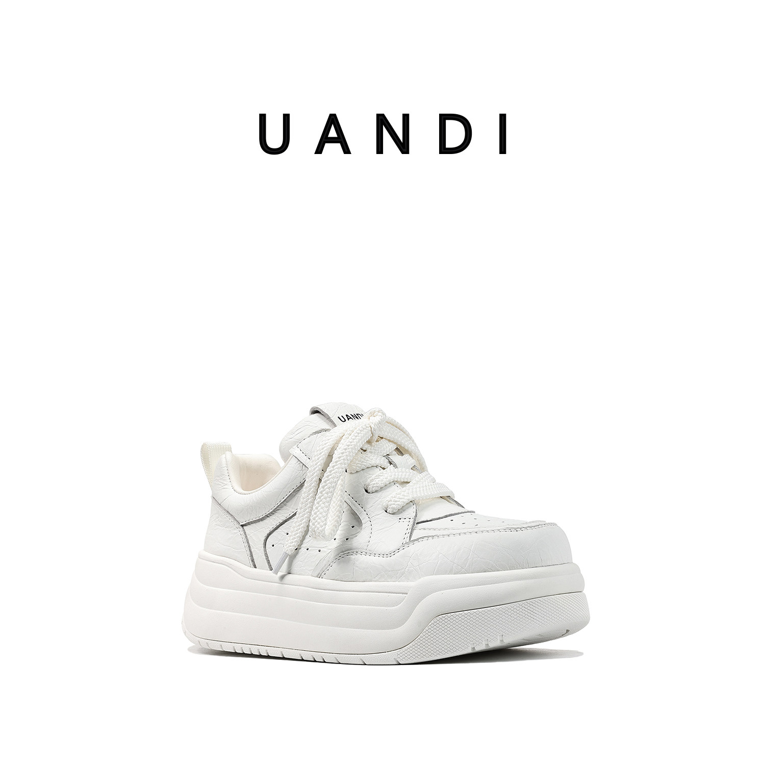 UANDI纯皮增高百搭运动滑板鞋