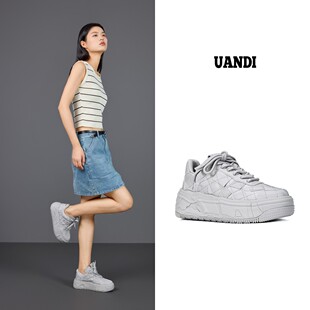 UandI原创26年秋冬保暖情侣款板鞋时尚百搭小白鞋增高厚底面包鞋