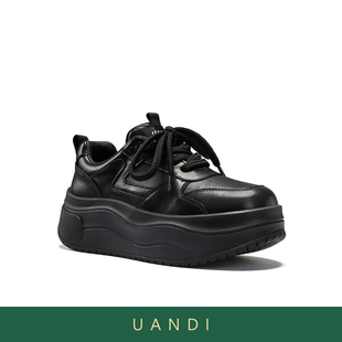 UandI26春季新款运动休闲女板鞋系带翘头阿甘鞋厚底增高保暖街拍