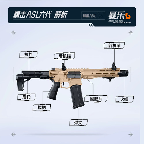 精击ASL火控版六代SLR电动玩具发射器连发竞技训练下场CS道具成人