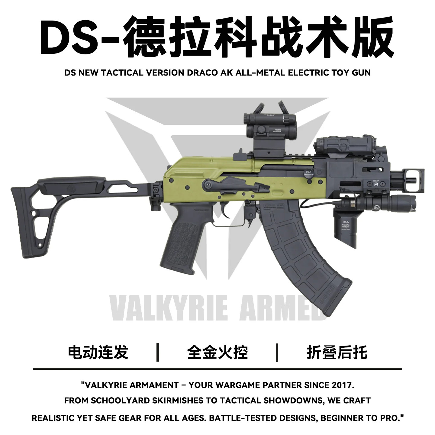 DS德拉科AK现代化战术版全金火控电动连发金波金齿阿卡电手玩具抢