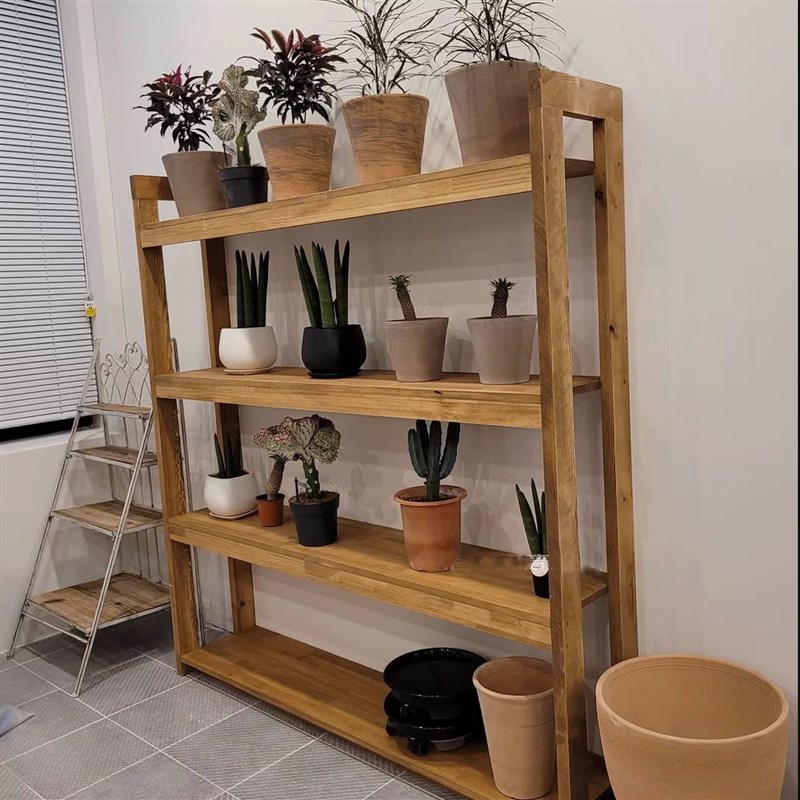 全实木复古花盆盆栽花店货架x花架花店置物架落地式陈列展示架书