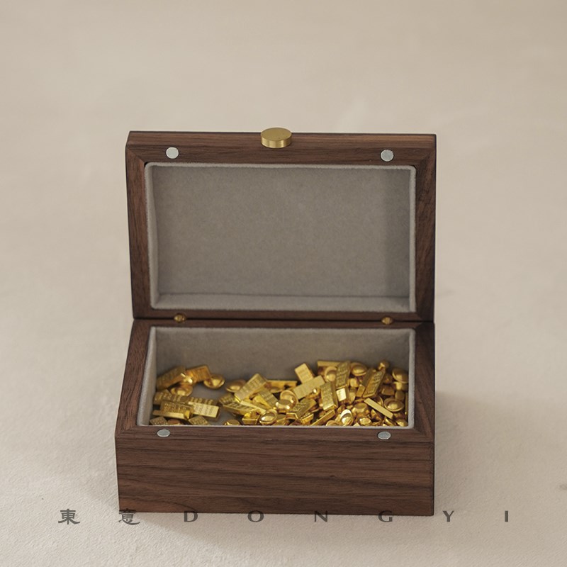 东意实木攒金1g金豆10g20xg金条专用收纳盒便携首饰盒长方形收藏