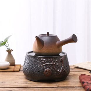 侧把功夫茶h壶粗陶茶壶电陶炉可煮壶陶壶烧水壶煮茶壶功夫茶 日式