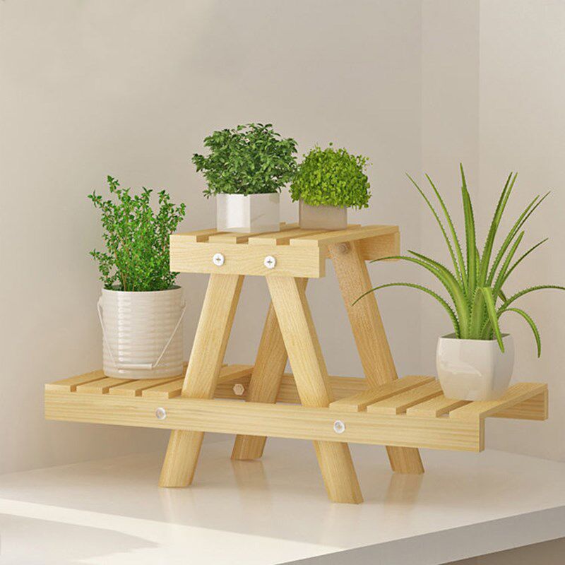 欧式客厅实木花架l移动多肉室内可折叠桌面置物架子阳台多层盆景