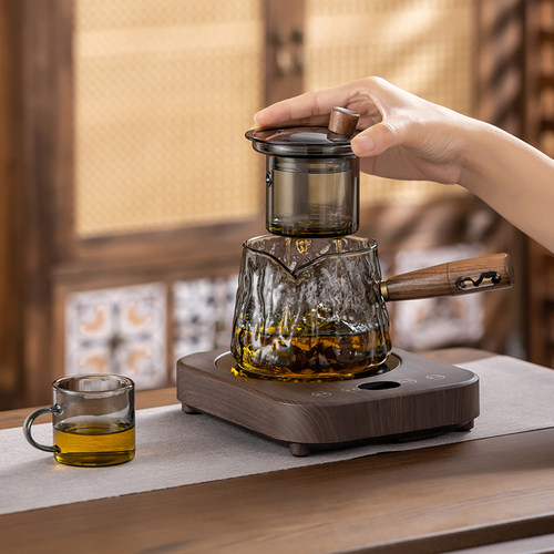 侧把锤纹玻璃煮茶壶烧茶养生w壶家用电陶炉煮茶小青柑专用冲泡茶