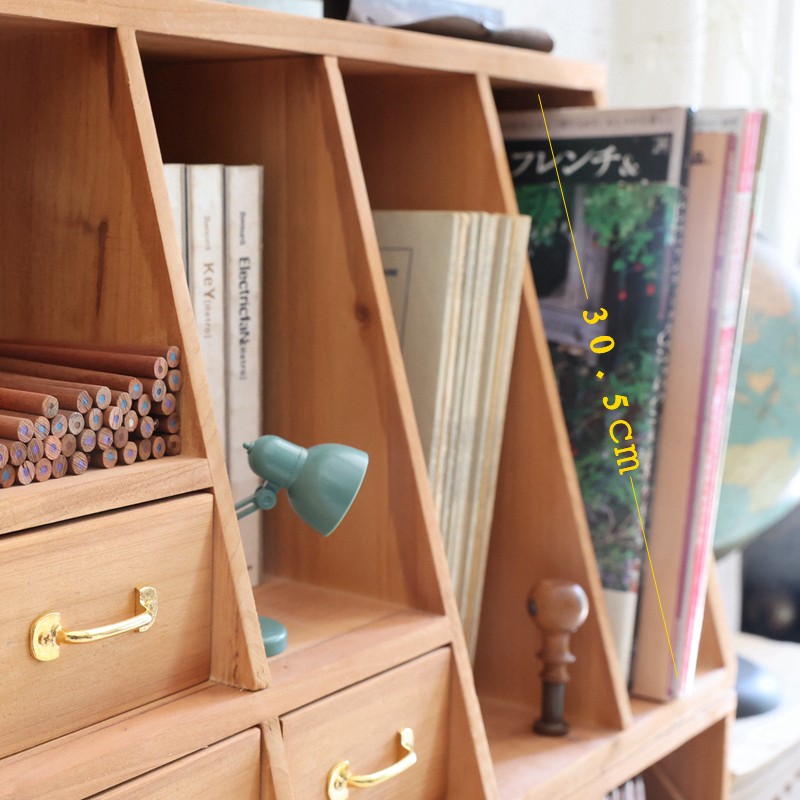 叁杉家居手账书桌木质抽屉收纳盒文具彩铅复古Q桌面分隔书架置物