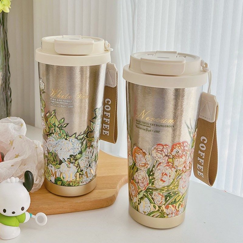 新款钛杯梵高纯钛保温杯女士高档养生泡茶高O颜值吸管杯便携咖啡,餐饮具,随手杯,淘宝优惠券,粉丝福利购,淘宝优惠卷