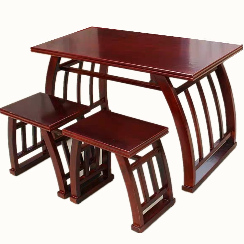 实木国学馆中式培训课桌椅榆木A双人国学桌琴桌画案书法临摹马鞍