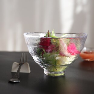 日式透明玻璃f沙拉碗田园风水果碗餐厅糖水碗家用米面粉汤碗抹茶