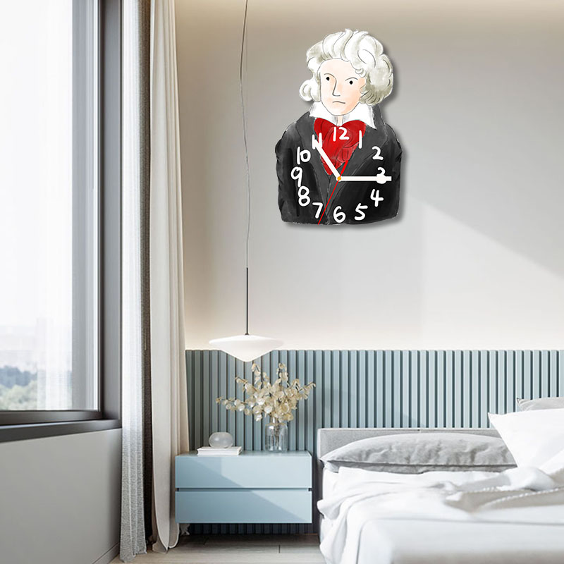 音乐教室钢琴培训学校挂钟贝多芬时钟表挂表挂墙钟V装饰文艺静音
