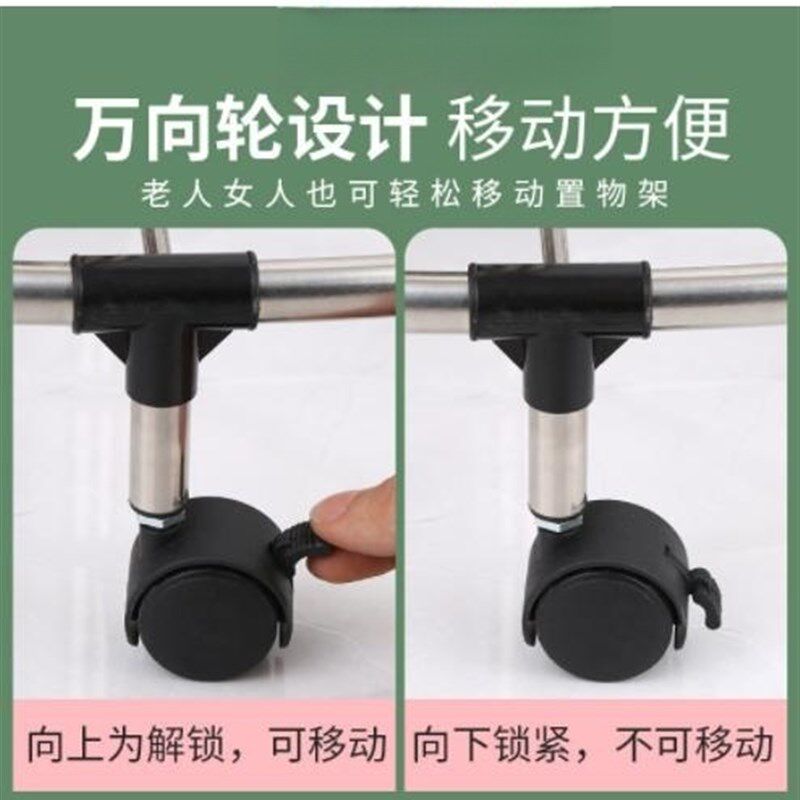 不锈钢厨房置物架多层落地收纳锅盆架菜架子加厚浴室Y三角置物架