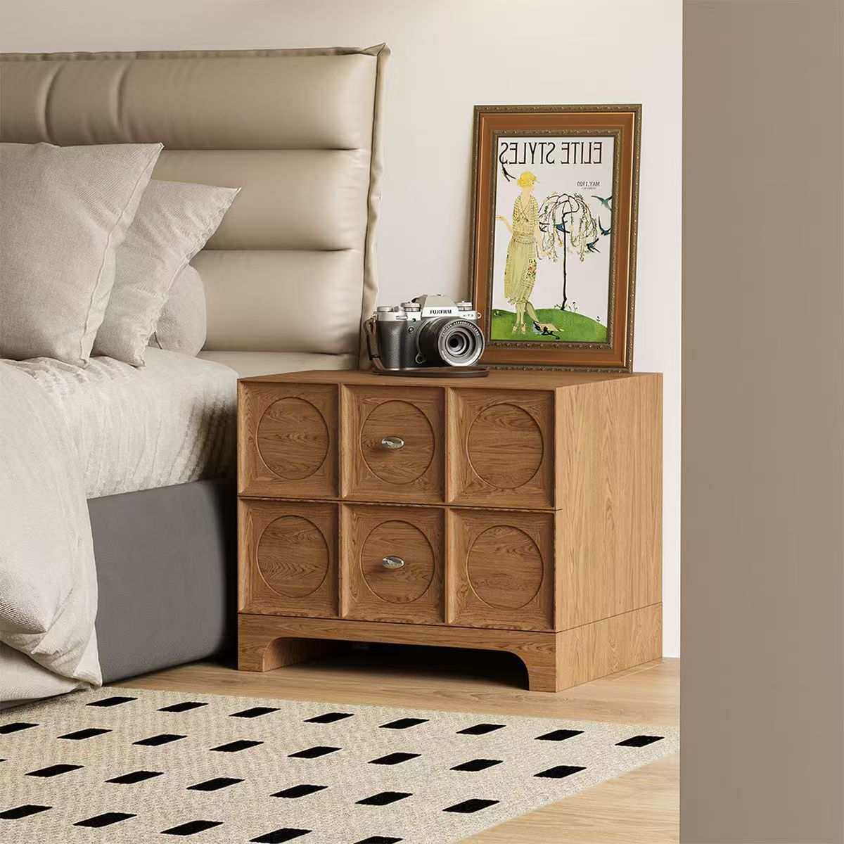 复古实木床头柜简约现代收纳斗柜储物家用卧室轻奢高级感置物新款