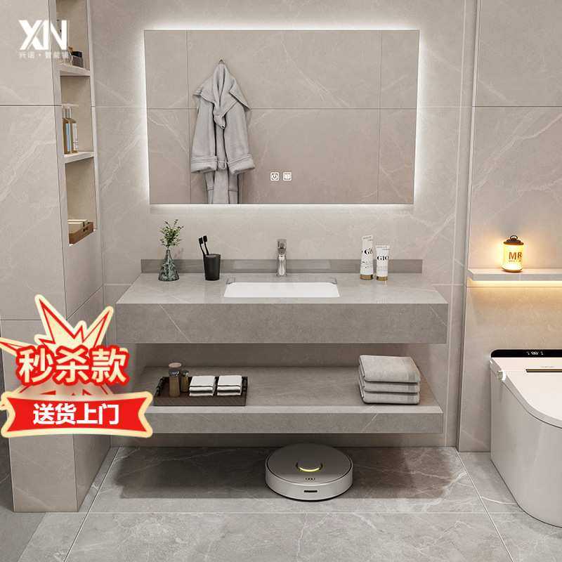 无缝双层岩板陶瓷洗脸盆卫生间洗漱台洗手池上下层板浴室柜组合,基础建材,脚轮/万向轮,淘宝优惠券,粉丝福利购,淘宝优惠卷