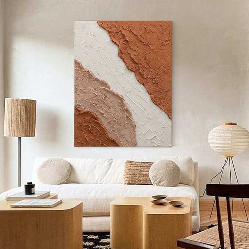 莫物现代简约客厅背景墙装饰画立体砂岩手绘肌理挂画抽象落地摆画